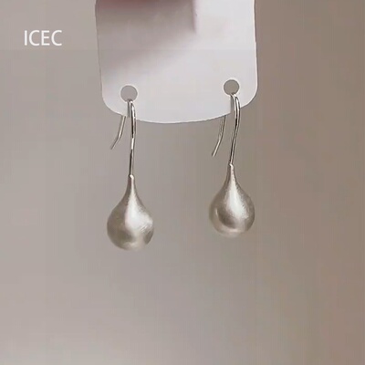 拉丝金属感小银豆耳环小众高级感