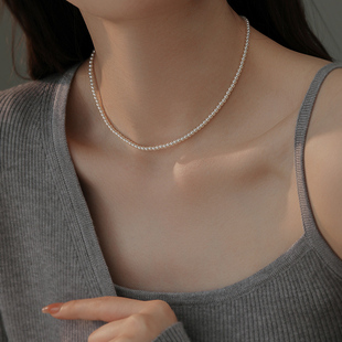 极细仿施家小米珠珍珠项链女轻奢小众颈链2025年新款高级感锁骨链