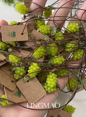 简约风绿色串珠青提项链小众高级