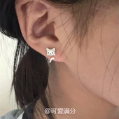 个性 韩系可爱小猫咪耳钉女简约时尚 冷淡风小众高级感百搭耳饰时尚