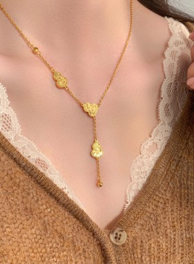 新中式金色碎冰冰福禄葫芦项链女