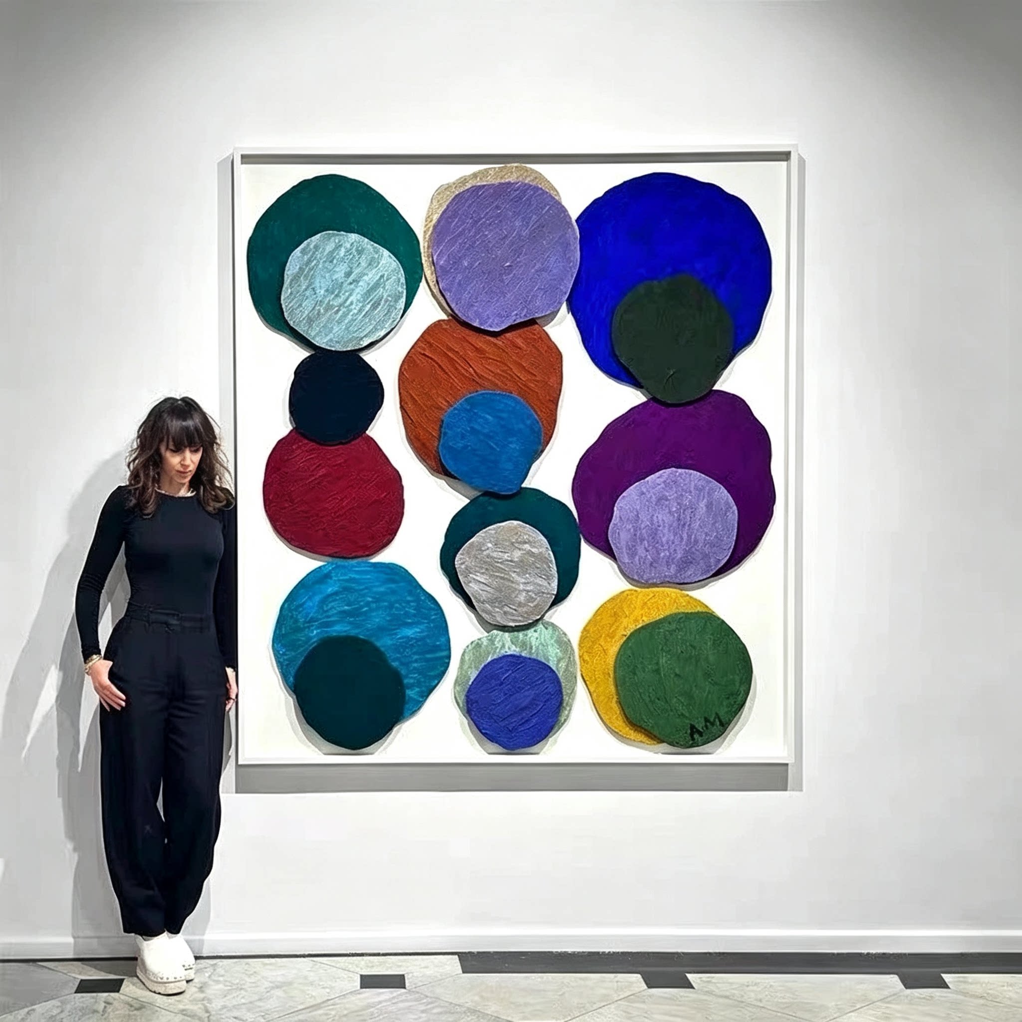YIXIN 后现代艺术纯手绘抽象油画客厅巨幅实物装饰画玄关竖版挂画