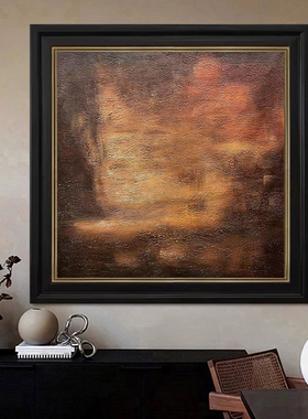 原创 纯手绘油画限量玄关装饰画客厅中古新中式挂画