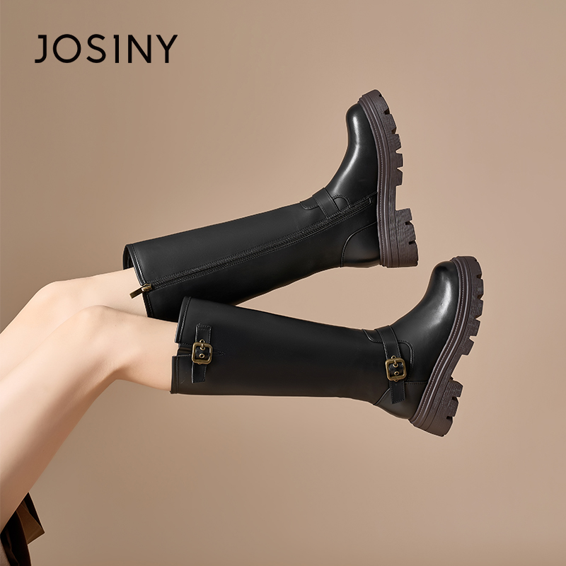 卓诗尼正品帅酷百搭复古长筒靴女