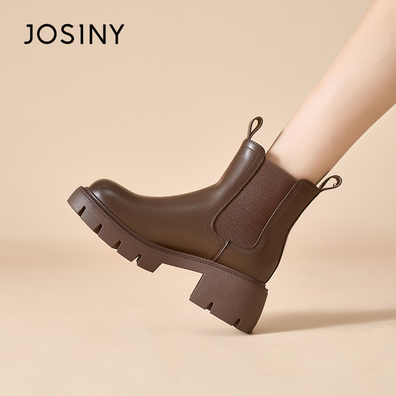 卓诗尼厚底切尔西短靴英伦风