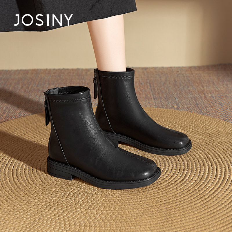 卓诗尼正品百搭英伦风复古短靴女