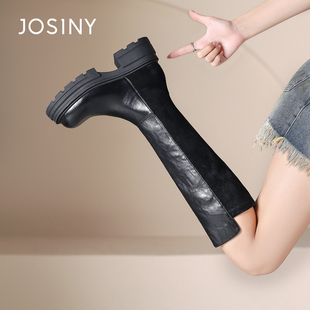 卓诗尼厚底长筒靴女2025秋冬新款过膝长靴粗腿显瘦靴子百搭高筒靴