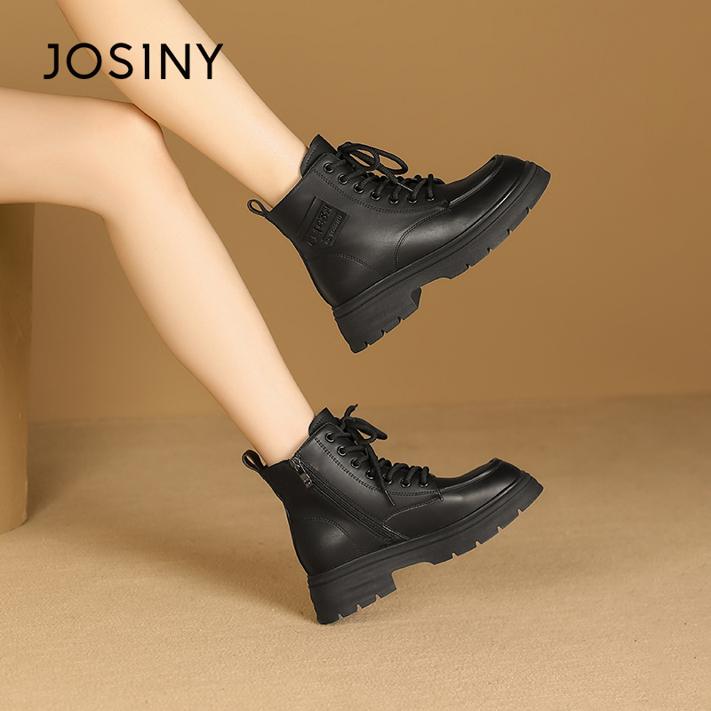 卓诗尼正品加绒显瘦复古马丁靴女