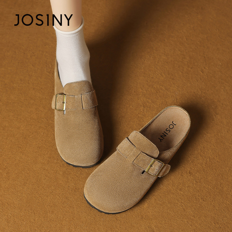 卓诗尼真皮勃肯鞋女2026春季新款平底懒人套脚复古百搭包头穆勒鞋,女鞋,勃肯鞋/软木鞋,淘宝优惠券,粉丝福利购,淘宝优惠卷