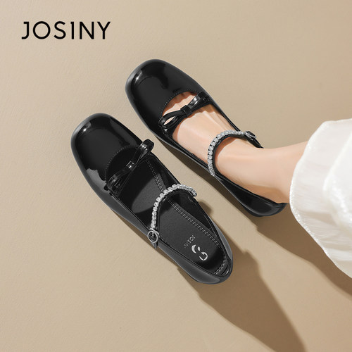 卓诗尼正品法式水钻玛丽珍单鞋女