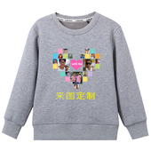 儿童银狐绒圆领套头卫衣定制diy圆领卫衣定做 亲子卫衣情侣卫印图