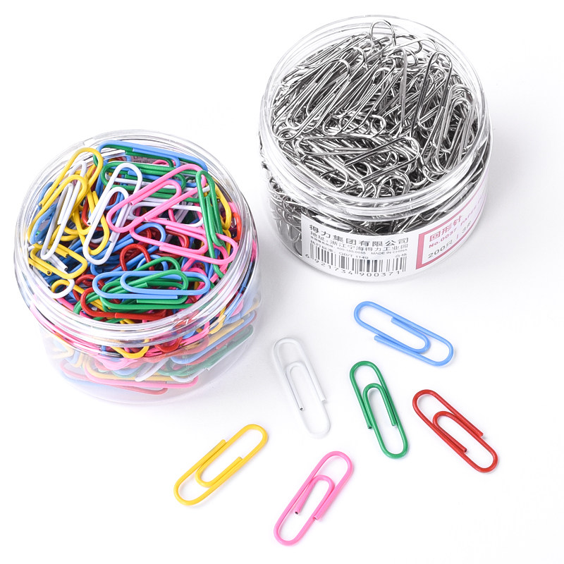 [세 튜브] 델리 금속 종이 클립 0037 사무실 두꺼운 전기 도금 표면 종이 클립 컬러 종이 클립