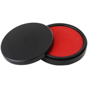 得力红色印台油性印泥大号印泥盒快干圆形印油盖章按手印小号便携黑色印章油蓝色方形印尼速干财务办公用品