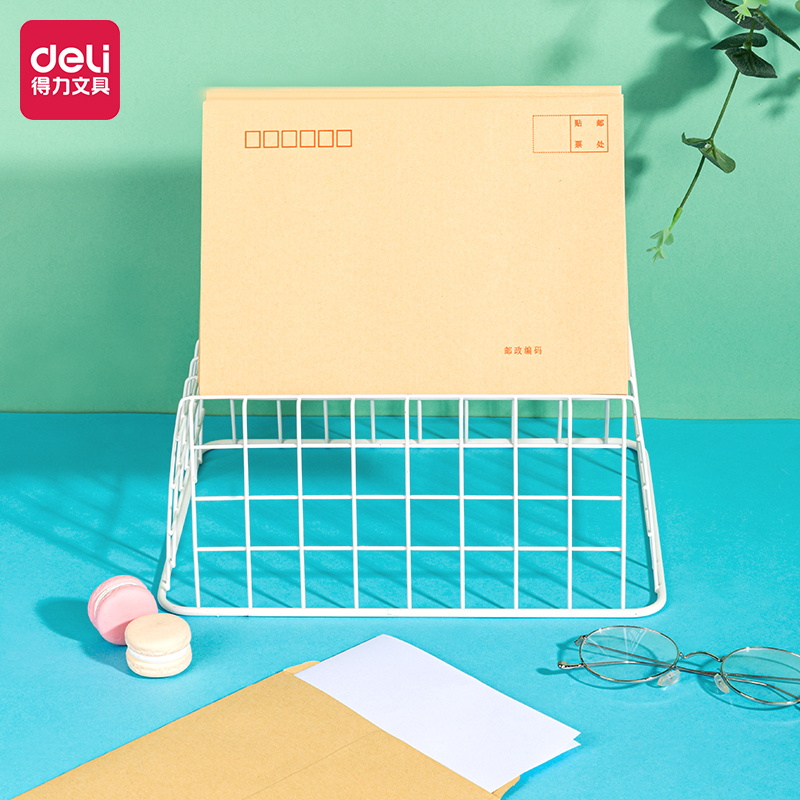 得力3426 牛皮信封 加厚型10只装7号信封 229*162mm黄色印刷双胶中号简约邮局标准信封袋增值税发票袋批发