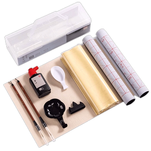 得力毛笔书法狼毫兼毫大楷毛笔专用初学者入门练字用文房四宝笔墨纸砚水写布成人行书大中小楷毛笔书法套装