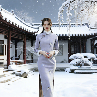 连衣裙冬装高级感花嫁晚礼服高端小众旗袍纸样1:1 比例女装打版