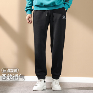 保暖针织束脚卫裤 秋冬反光印花运动长裤 休闲裤 拓路者加绒加厚男式