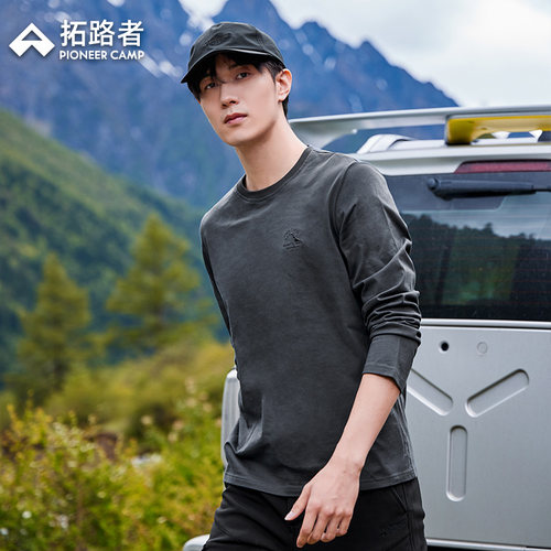 拓路者纯棉长袖T恤简约男