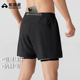 越野跑步假两件五分短裤 拓路者训练速干运动裤 男2025夏健身紧身裤