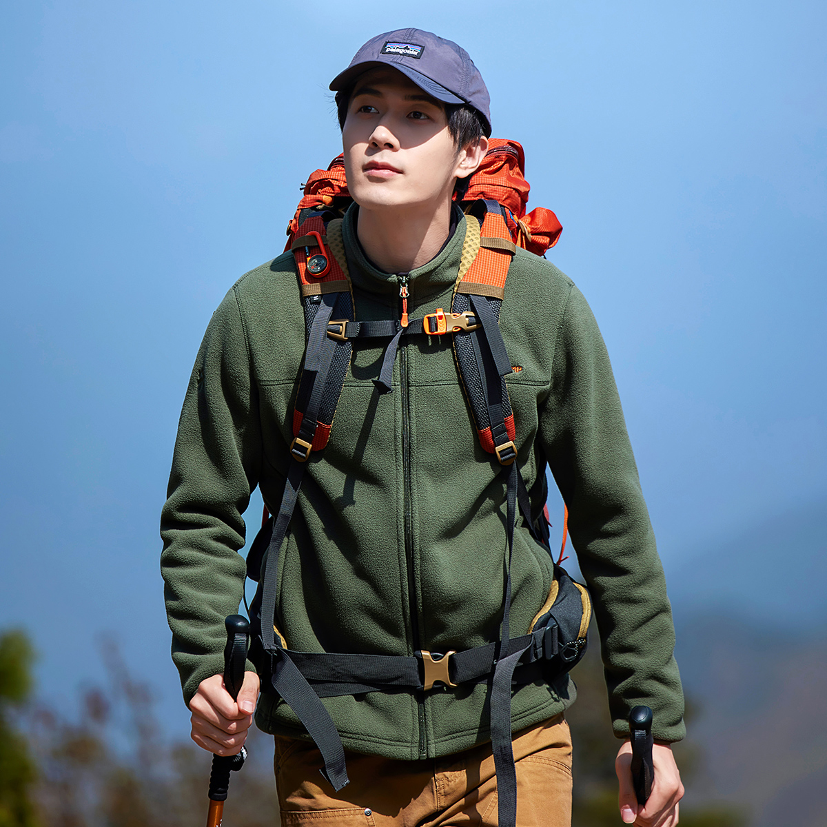 拓路者春款立领高级纯色针织开衫外套户外运动潮流百搭男装