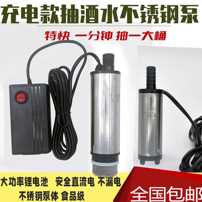 野户外充电式电动潜水泵房车加水抽油神器抽酒器不锈钢抽酒专用泵