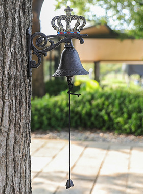 欧式复古创意铸铁工艺品铁艺皇冠门铃壁饰别墅庭院门口手摇铃吊铛