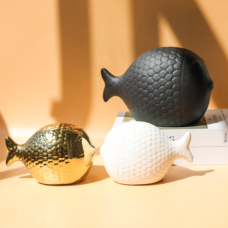 北欧轻奢风亲嘴鱼磨砂陶瓷艺术摆件玄关客厅电视柜装饰品年年有鱼,家居饰品,装饰摆件,淘宝优惠券,粉丝福利购,淘宝优惠卷