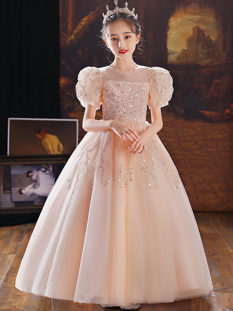 女童甜美儿童演讲比赛艺考长裙蓝