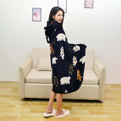 秋冬披肩珊瑚绒懒人小毯子