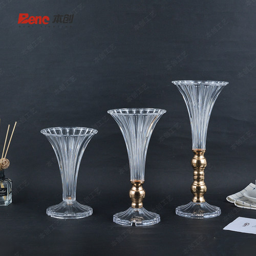 新款婚庆道具跨境电商畅销款亚克力透明喇叭款餐桌花架桌摆装饰件