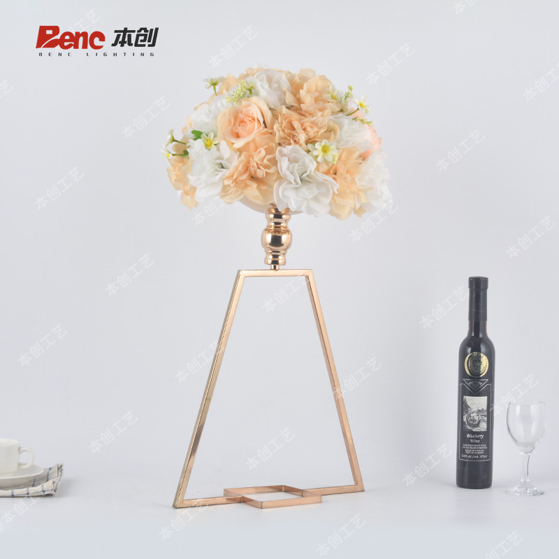 几何电镀花架酒店商场橱窗装饰布置花艺摆设金色插花铁艺婚礼花器