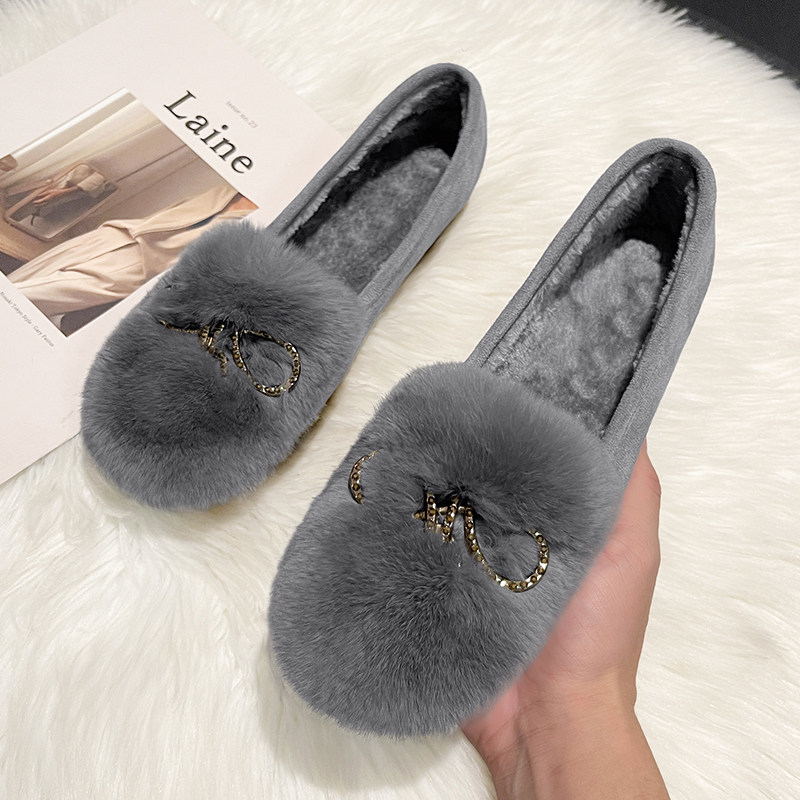 毛毛鞋女外穿2025新款秋冬加绒二棉鞋爆款豆豆鞋防滑加厚平底棉鞋,女鞋,乐福鞋（豆豆鞋）,淘宝优惠券,粉丝福利购,淘宝优惠卷