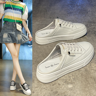 厚底无后跟懒人孕妇一脚蹬网红拖鞋 包头半拖鞋 女春夏外穿2025新款