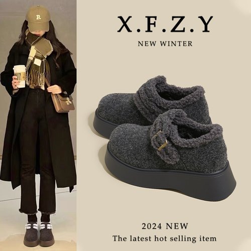 复古呢子加绒保暖勃肯鞋增高厚底