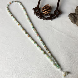 缅甸天然A货翡翠白冰黄绿紫三彩项链毛衣链算盘珠手链 玉珠链多圈