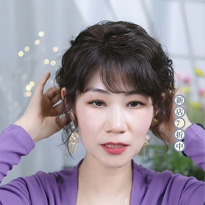 时尚羊毛卷头顶补发片遮盖白发