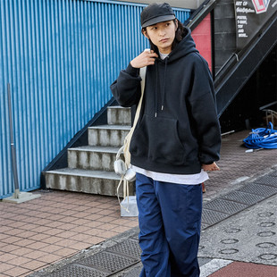 小武出品日系MONO12盎司慵懒大廓形秋冬季连帽加绒卫衣男女宽松潮