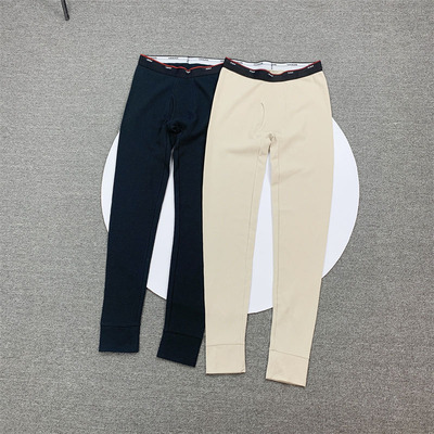 一片式无侧缝弹力华夫格打底裤男