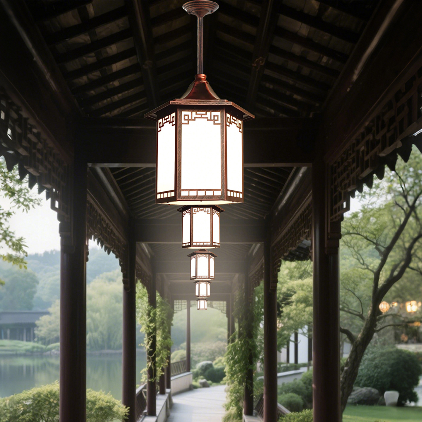 吸顶灯LED中式防水防虫门头庭院