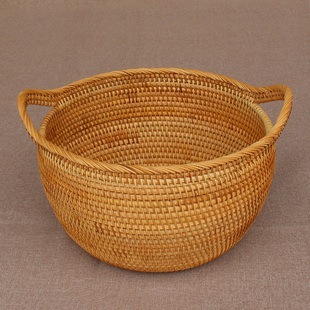 越南藤编水果篮大号椭圆收纳筐客厅家用桌面零食糖果茶几收纳篮