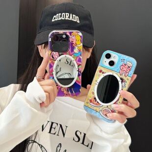 动漫卡通小魔女蒙娜适用iphone17pro/15promax镜子手机壳趣味料理章鱼食物13/14苹果16promax可爱保护壳新款