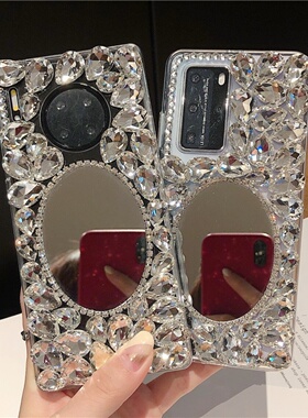 镶钻华为mate70pro/p80镜子手机壳mate60pro/p60适用pura70/p50pro立体水钻软壳nova12/保护壳闪钻mate50新款