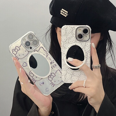 iphone羽纱镜头膜Kt猫镜子手机壳