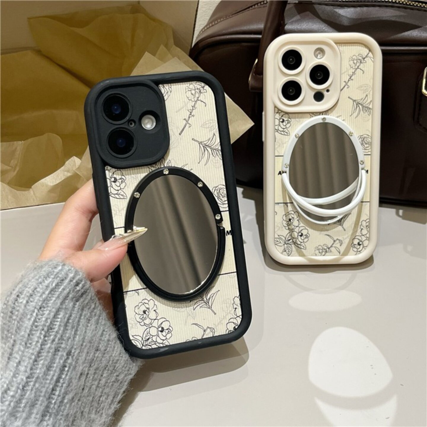 mate70华为/mate60pro镜子手机壳pura70气垫皮质玫瑰花p60/mate50pro线条花朵磨砂保护壳nova12新款加厚防摔,3C数码配件,手机保护套/壳,淘宝优惠券,粉丝福利购,淘宝优惠卷