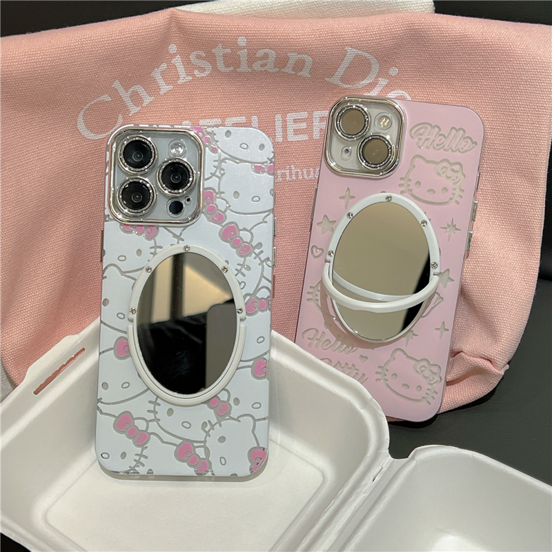 iphone16羽纱kt猫卡通镜子手机壳