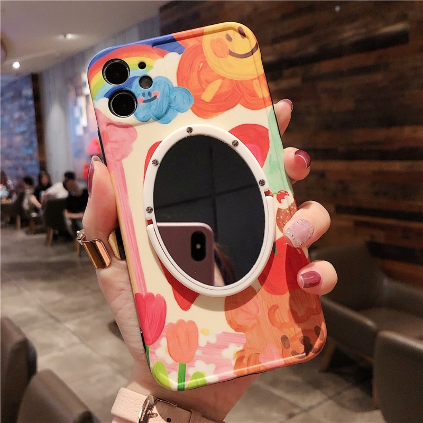 涂鸦油画风镜子苹果17手机壳