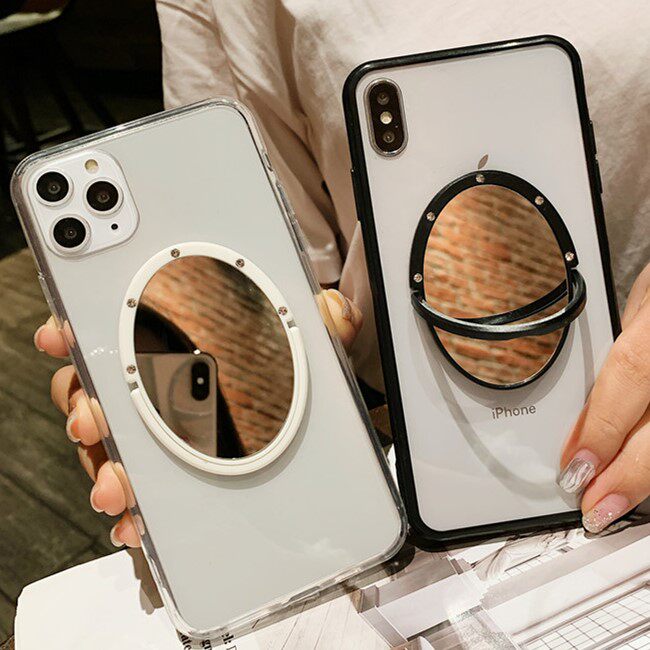 15promax简约透明iphone14手机壳镜子适用11苹果12软壳防摔硅胶套13promax极简保护壳新款补妆镜女14pro小众