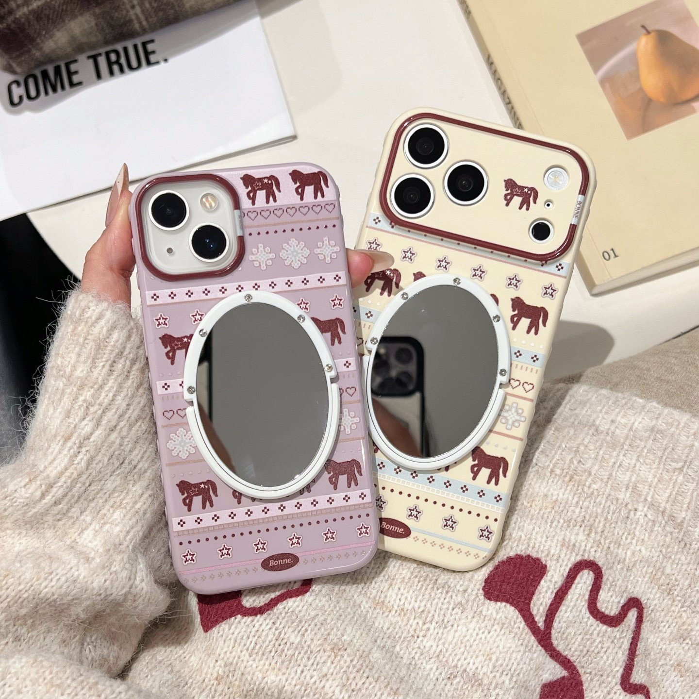 卡通小马新年款马年适用iphone16/17promax镜子手机壳硅胶13/14苹果15/16pro保护套软壳紫色雪花星星可爱趣味,3C数码配件,手机保护套/壳,淘宝优惠券,粉丝福利购,淘宝优惠卷