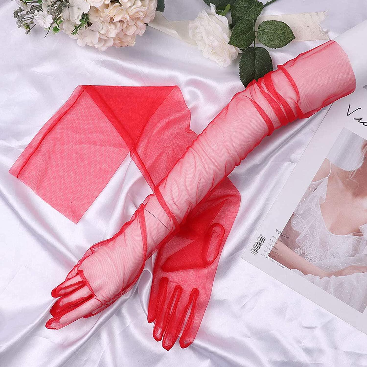 단색 투명 패션 여성 신부 웨딩 드레스 CATWALK 70 CM 긴 DIY 얇은 명주 그물 보라색 흰색 검정색 의식 장갑