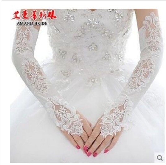 새로운 오리지널 요정 신부 웨딩 드레스 수제 진주 페르시 화이트 거즈 사진 반투명 얇은 명주 그물 짧은 장갑